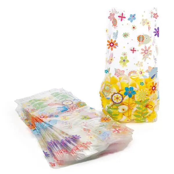 Clear Cello Candy Bags with Spring Flowers: 100-Piece Box