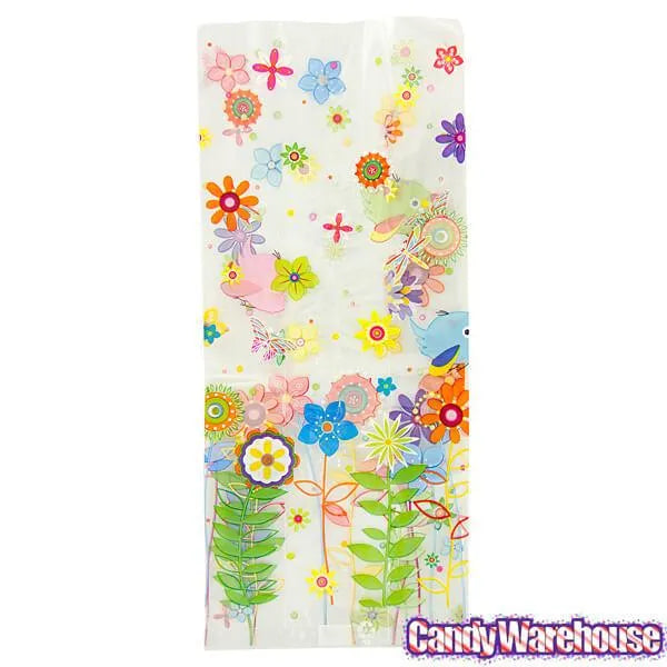 Clear Cello Candy Bags with Spring Flowers: 100-Piece Box