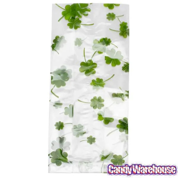 Clear Cello Candy Bags with St Patrick's Day Clovers: 100-Piece Box