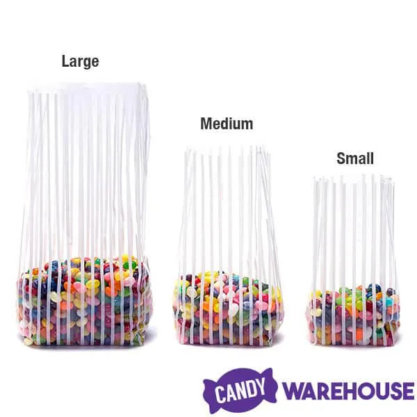 Clear Cello Candy Bags with White Stripes - Large: 100-Piece Box