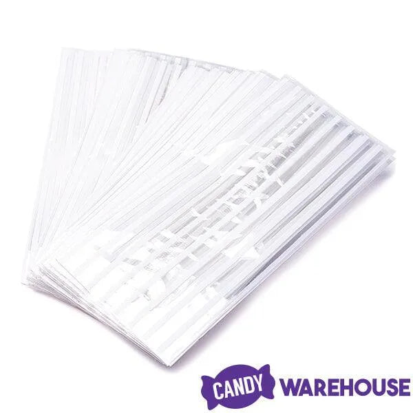 Clear Cello Candy Bags with White Stripes - Small: 100-Piece Box