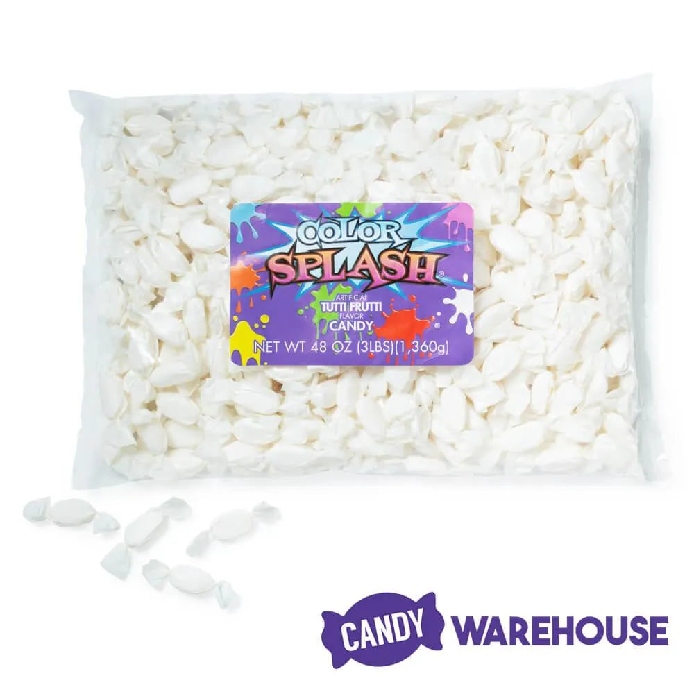 Color Splash White Tutti Frutti Hard Candy: 3LB Bag