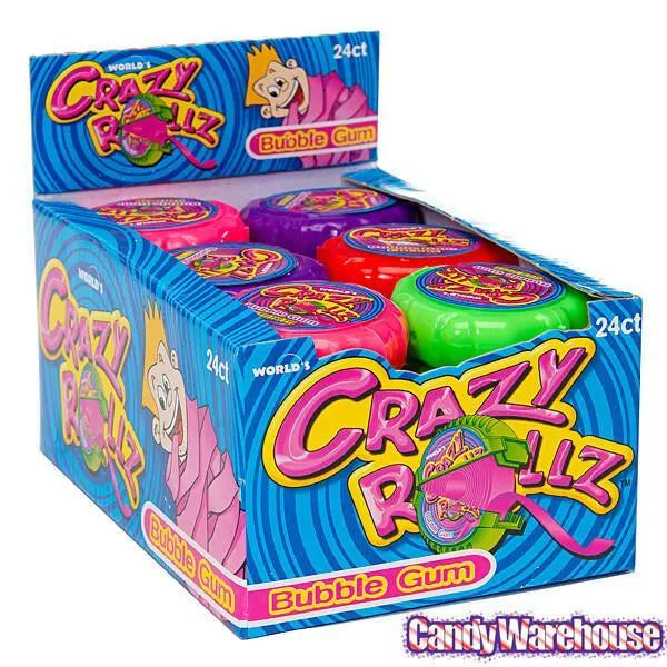 Crazy Rollz Bubble Gum Rolls: 24-Piece Box