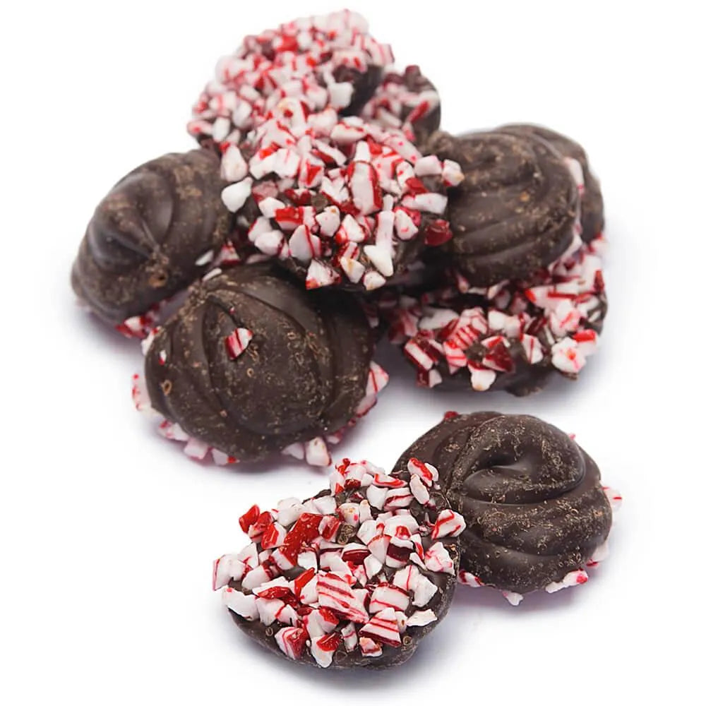 Crushed Peppermint Candy Cane Dark Chocolate Drops: 1LB Jar