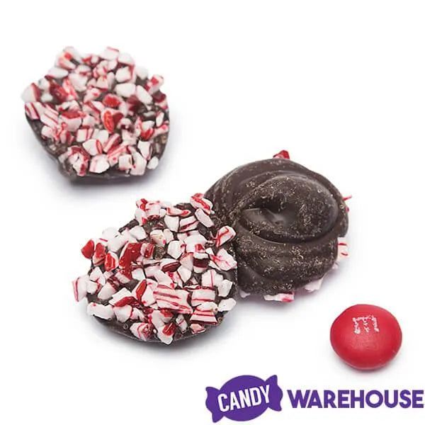 Crushed Peppermint Candy Cane Dark Chocolate Drops: 1LB Jar