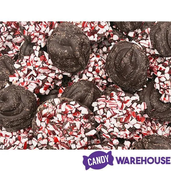 Crushed Peppermint Candy Cane Dark Chocolate Drops: 1LB Jar