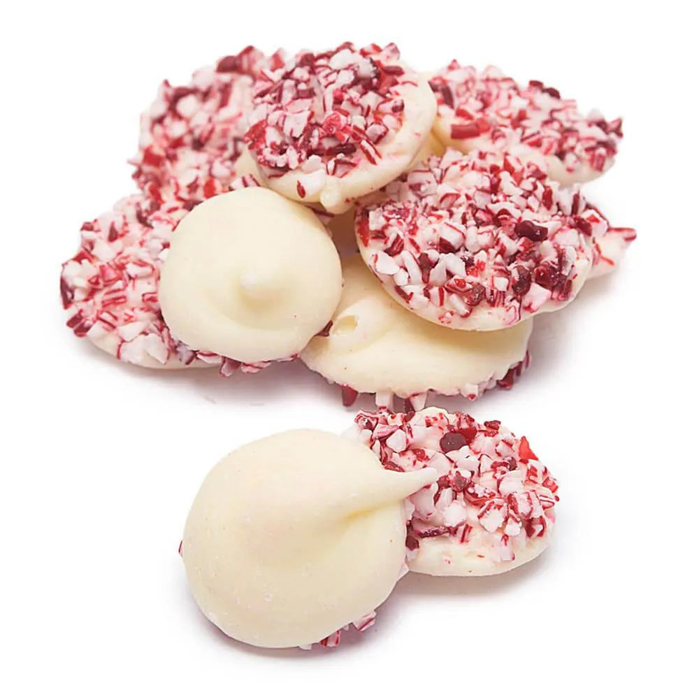 Crushed Peppermint Candy Cane White Chocolate Drops: 1LB Jar