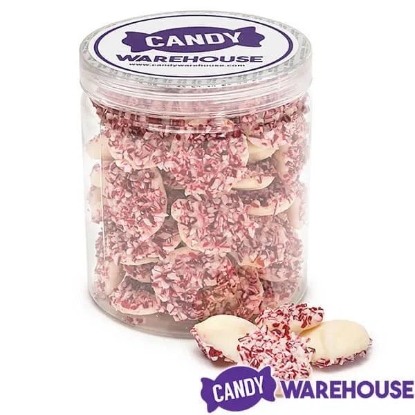 Crushed Peppermint Candy Cane White Chocolate Drops: 1LB Jar