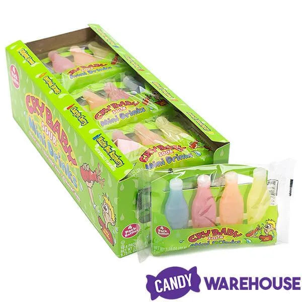 Cry Baby Sour Wax Bottles Candy 4-Packs: 18-Piece Box