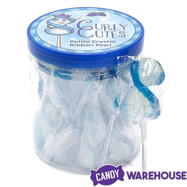 CurlyCutes Petite Crystal Ribbon Pops - Blue Raspberry: 20-Piece Jar