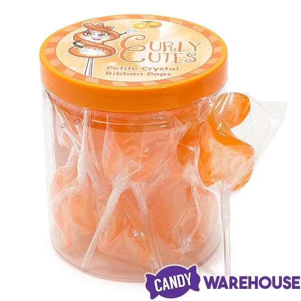 CurlyCutes Petite Crystal Ribbon Pops - Orange: 20-Piece Jar