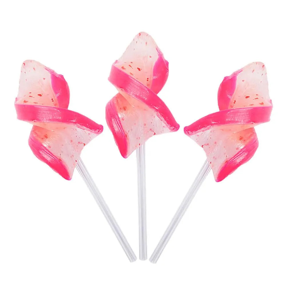 CurlyCutes Petite Crystal Ribbon Pops - Pink Strawberry: 20-Piece Jar