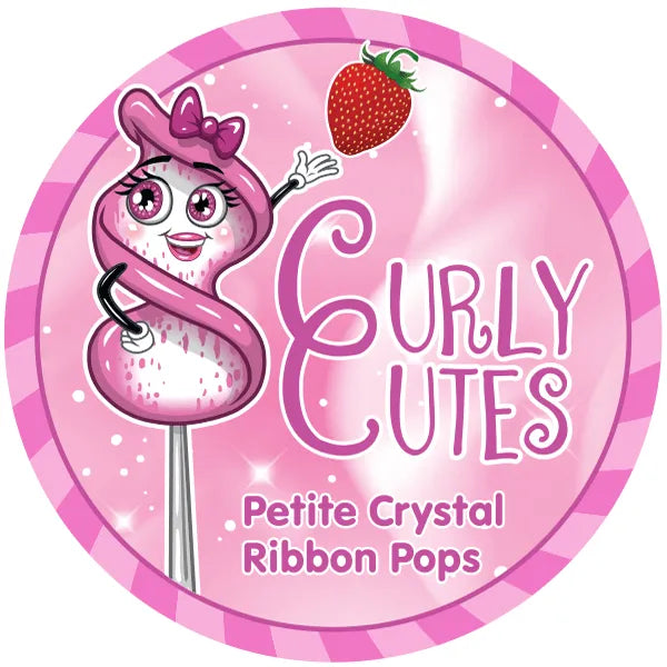 CurlyCutes Petite Crystal Ribbon Pops - Pink Strawberry: 20-Piece Jar