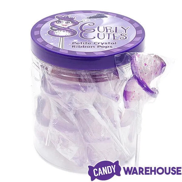 CurlyCutes Petite Crystal Ribbon Pops - Purple Grape: 20-Piece Jar