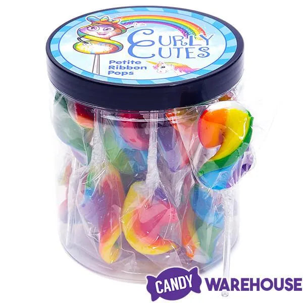 CurlyCutes Petite Crystal Ribbon Pops - Rainbow Cherry: 20-Piece Jar