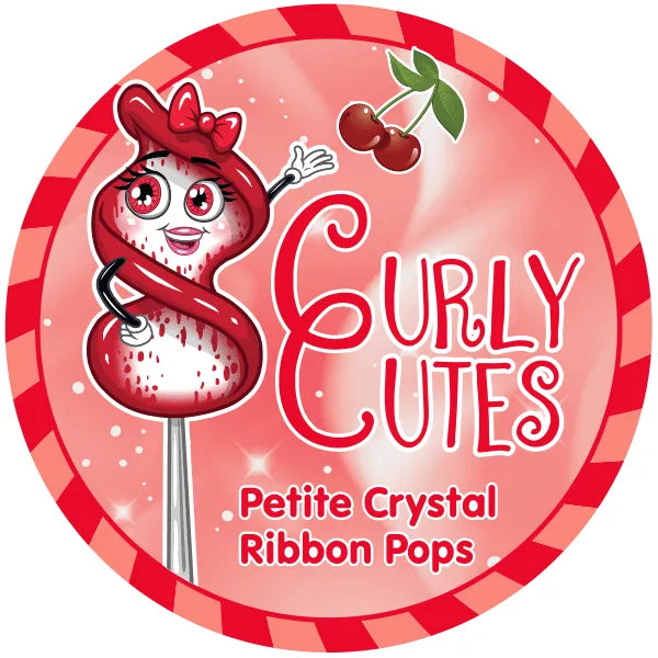 CurlyCutes Petite Crystal Ribbon Pops - Red Cherry: 20-Piece Jar