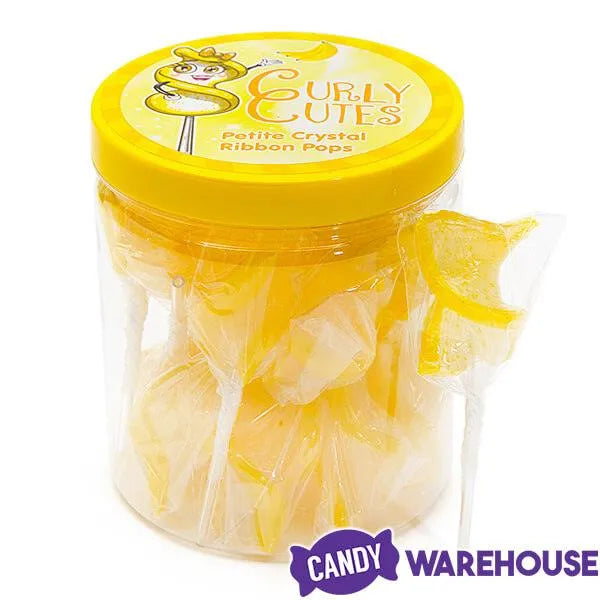 CurlyCutes Petite Crystal Ribbon Pops - Yellow Banana: 20-Piece Jar