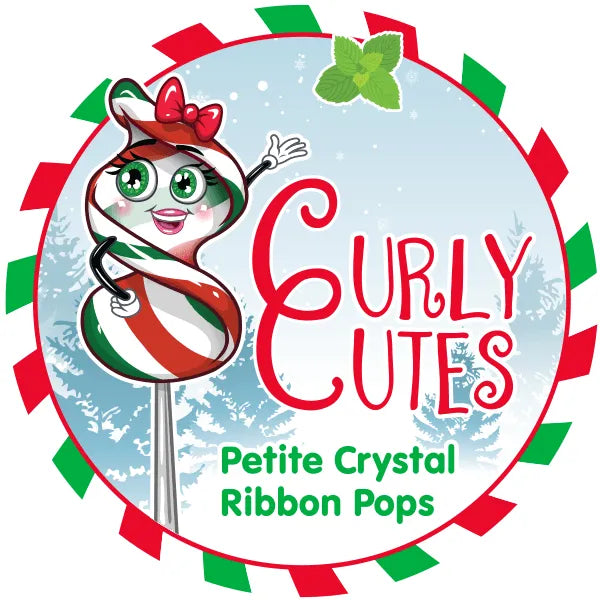 CurlyCutes Petite Ribbon Pops - Christmas Peppermint: 20-Piece Jar