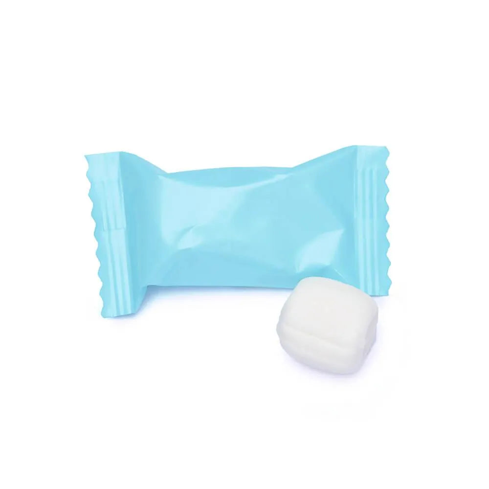 Custom Logo Light Blue Wrapped Butter Mint Creams: 5000-Piece Minimum