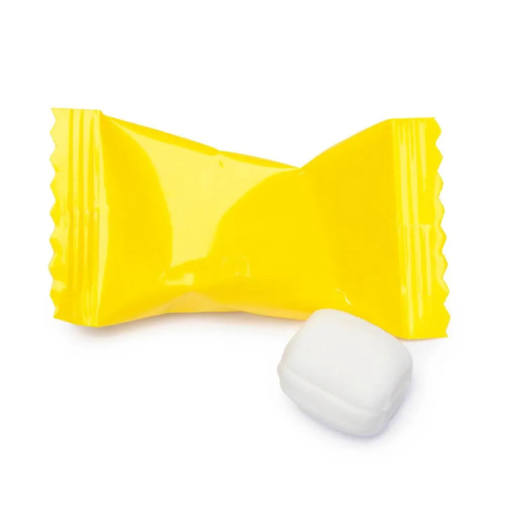 Custom Logo Yellow Wrapped Butter Mint Creams: 5000-Piece Minimum