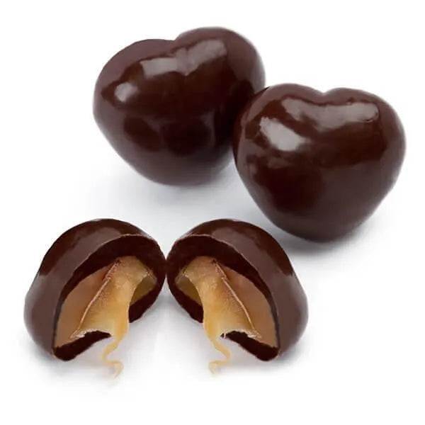 Dark Chocolate Covered Caramel Hearts Candy: 2LB Bag