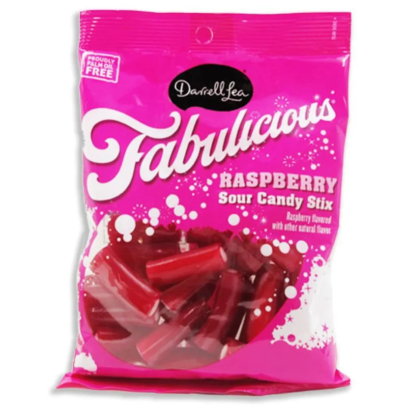 Darrell Lea Fabulicious Sour Raspberry Licorice Stix: 8-Piece Box