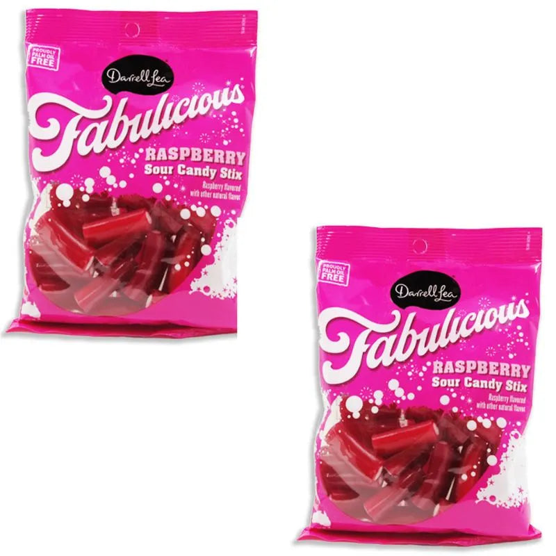 Darrell Lea Fabulicious Sour Raspberry Licorice Stix: 8-Piece Box