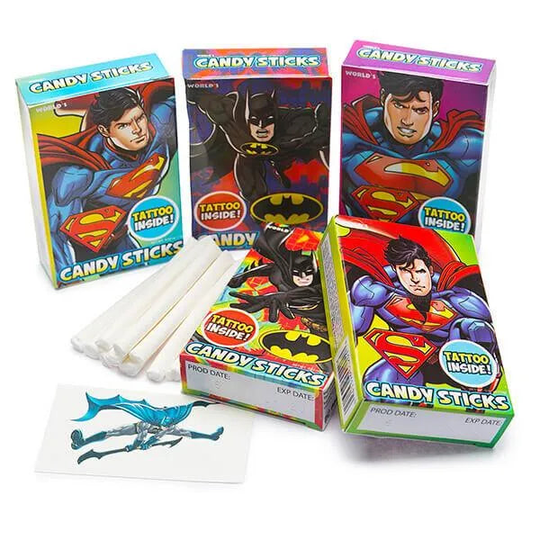 DC Comics Batman and Superman Candy Sticks Packs: 30-Piece Box