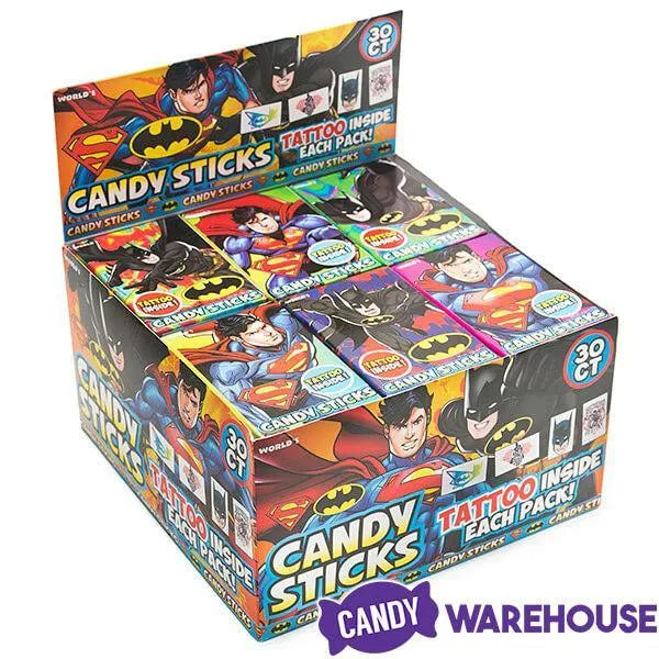 DC Comics Batman and Superman Candy Sticks Packs: 30-Piece Box