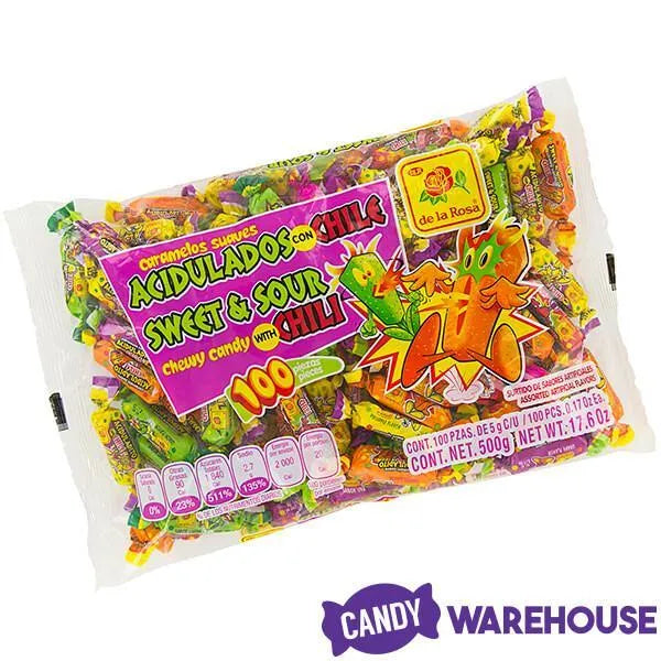 De La Rosa Acidulados con Chile Chewy Candy: 100-Piece Bag