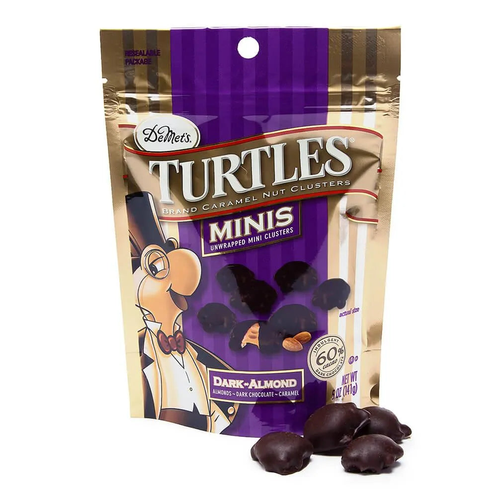 DeMet's Turtles Minis Caramel Nut Cluster Chocolates - Dark Almond: 5-Ounce Bag