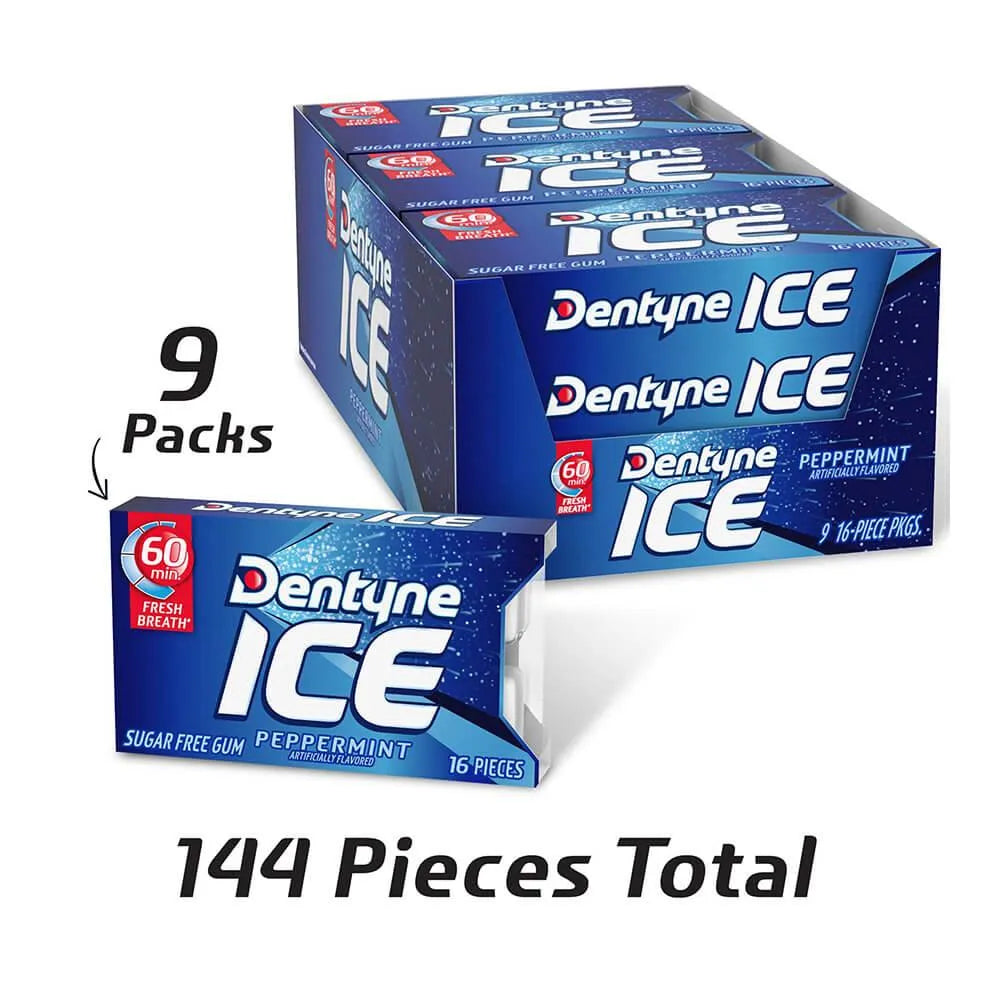 Dentyne Ice Sugar Free Gum Packets - Peppermint: 9-Piece Box