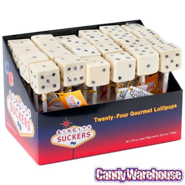 Dice Lollipops - White: 24-Piece Box