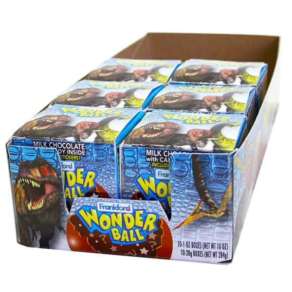 Dinosaur Wonderball Milk Chocolate Balls Filled with Candy: 10-Piece Display