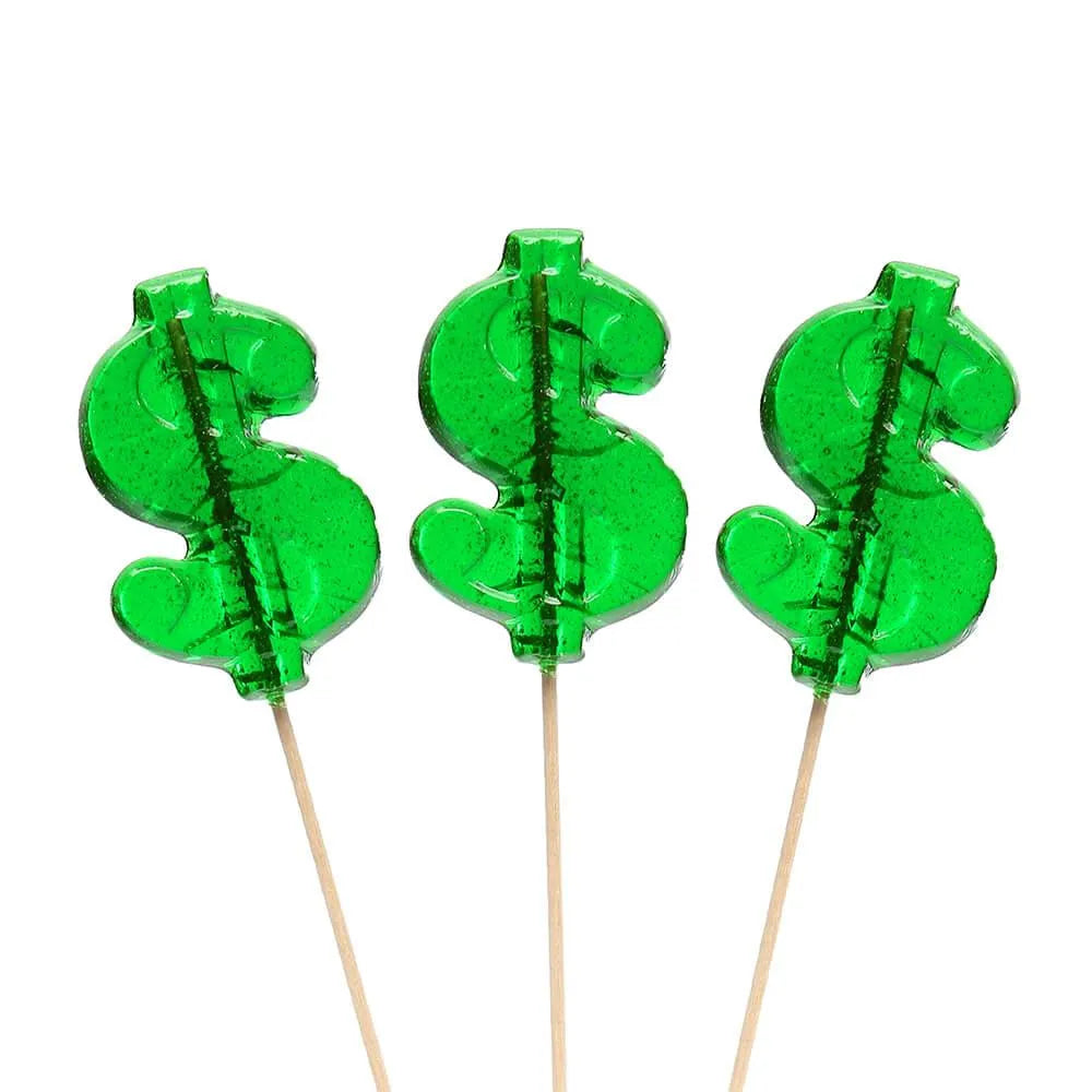 Dollar Sign Hard Candy Lollipops: 12-Piece Bag