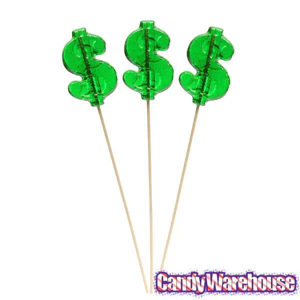 Dollar Sign Hard Candy Lollipops: 12-Piece Bag