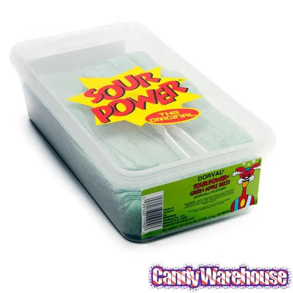 Dorval Sour Power Belts Candy - Green Apple: 150-Piece Tub