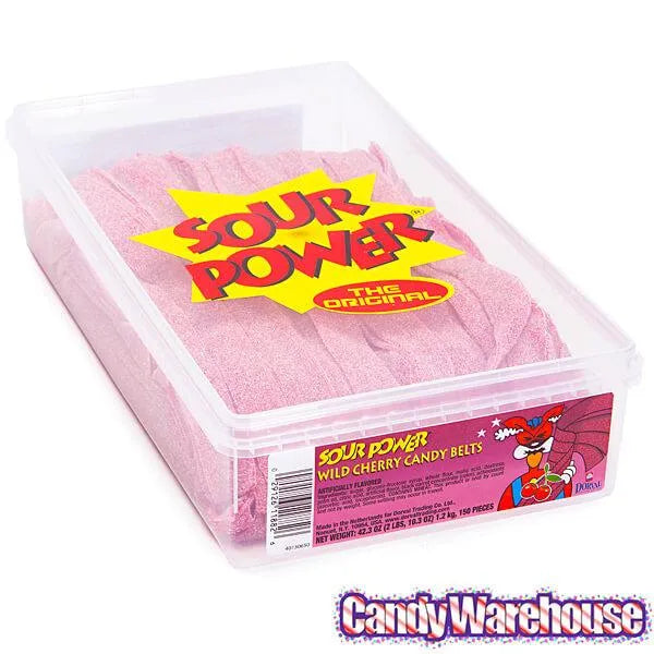 Dorval Sour Power Belts Candy - Wild Cherry: 150-Piece Tub