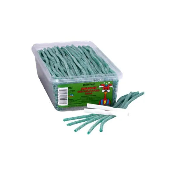 Dorval Sour Power Straws Candy - Green Apple: 200-Piece Tub