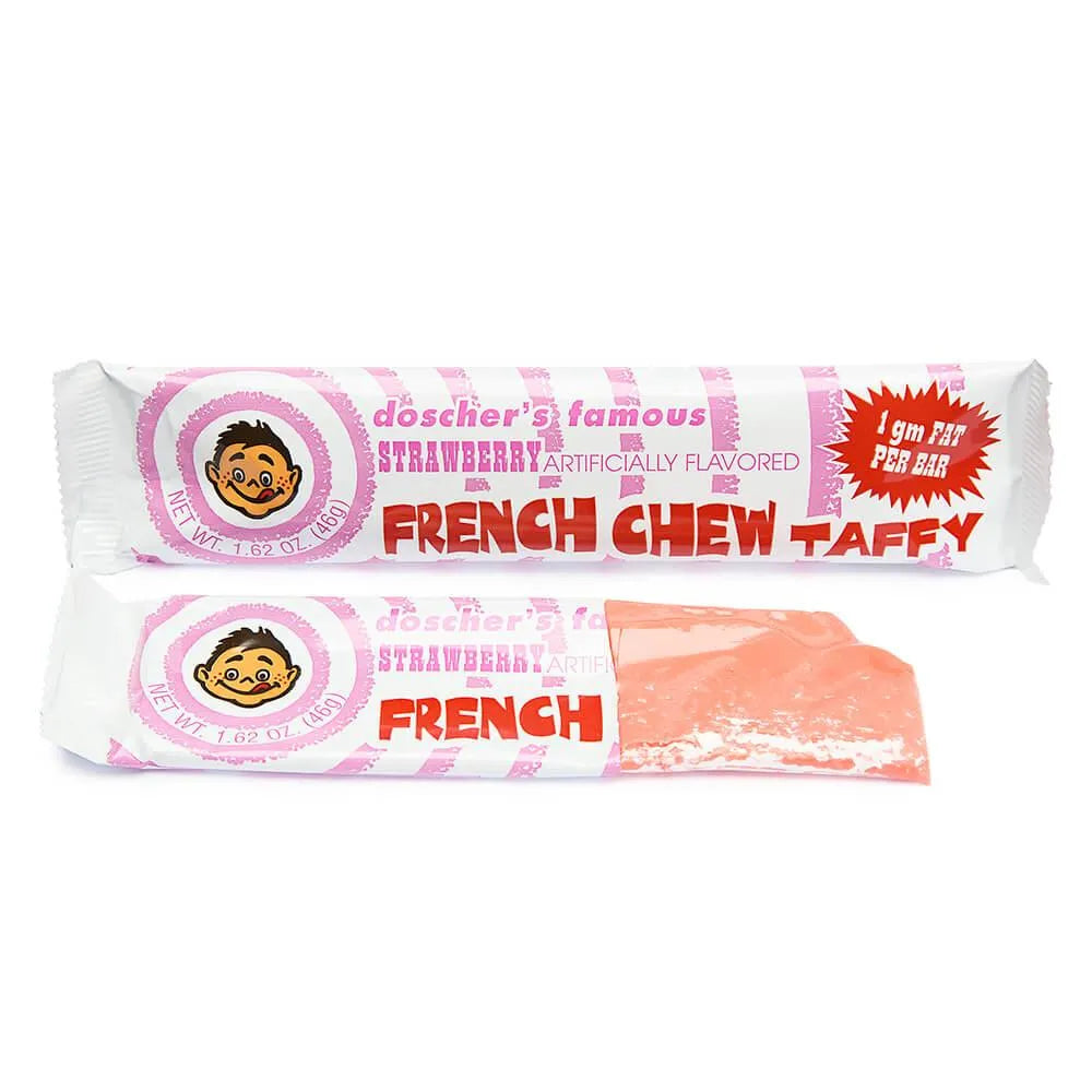 Doscher's French Chew Taffy Bars - Strawberry: 24-Piece Box