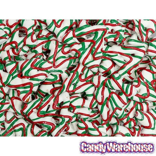 Drizzled Christmas Tree Yogurt Mini Pretzels: 2LB Bag