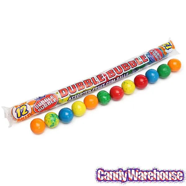 Dubble Bubble Assorted Gumballs 12-Ball Tubes: 24-Piece Box