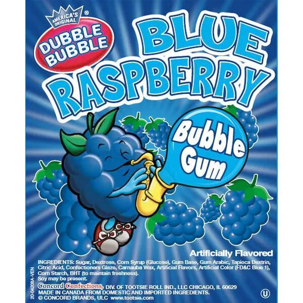 Dubble Bubble Blue Raspberry 1-Inch Gumballs: 850-Piece Case