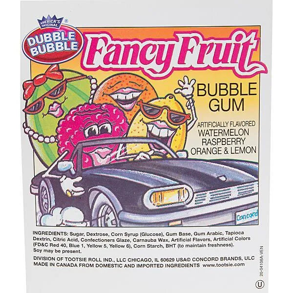 Dubble Bubble Fancy Fruit Gum: 850-Piece Case