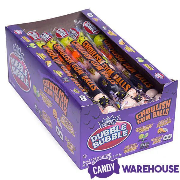 Dubble Bubble Halloween Ghoulish Gumballs 10-Ball Tubes: 24-Piece Box