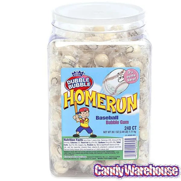 Dubble Bubble Home Run Baseball Gumballs: 240-Piece Tub