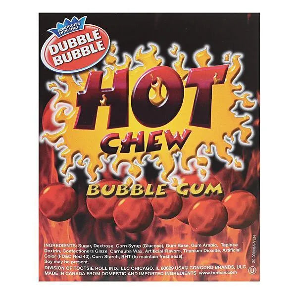 Dubble Bubble Hot Chew Cinnamon 1-Inch Gumballs: 850-Piece Case