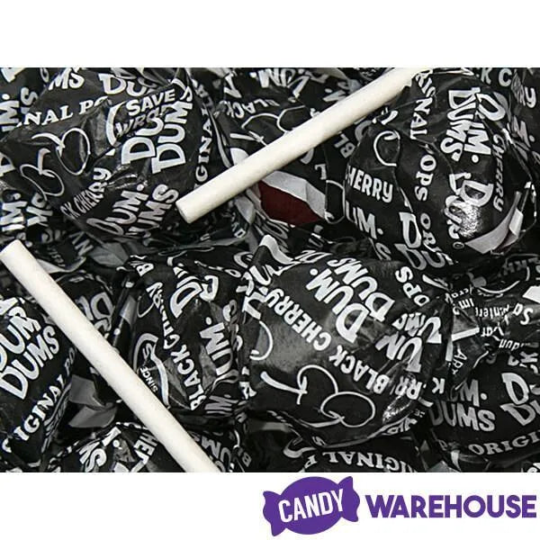 Dum Dums Black Party Pops - Cherry: 5LB Bag