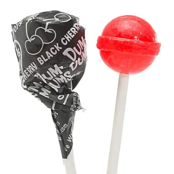 Dum Dums Black Party Pops - Cherry: 75-Piece Bag