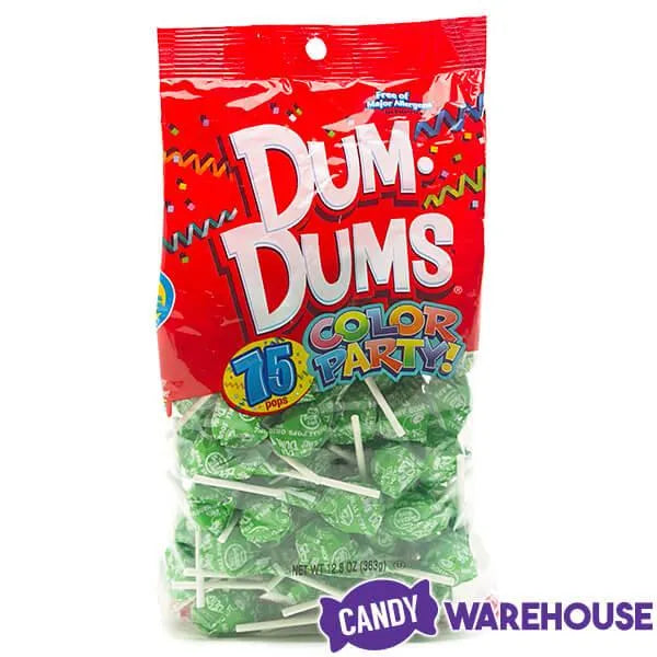 Dum Dums Green Party Pops - Sour Apple: 75-Piece Bag